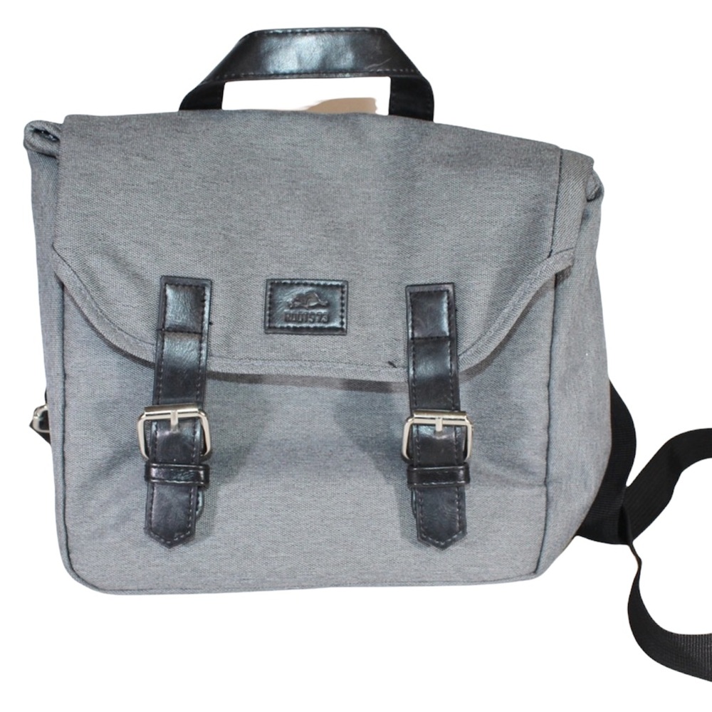 ROOTS 73 Insulated Lunch Bag Grey Gray Black Details Snap Closure